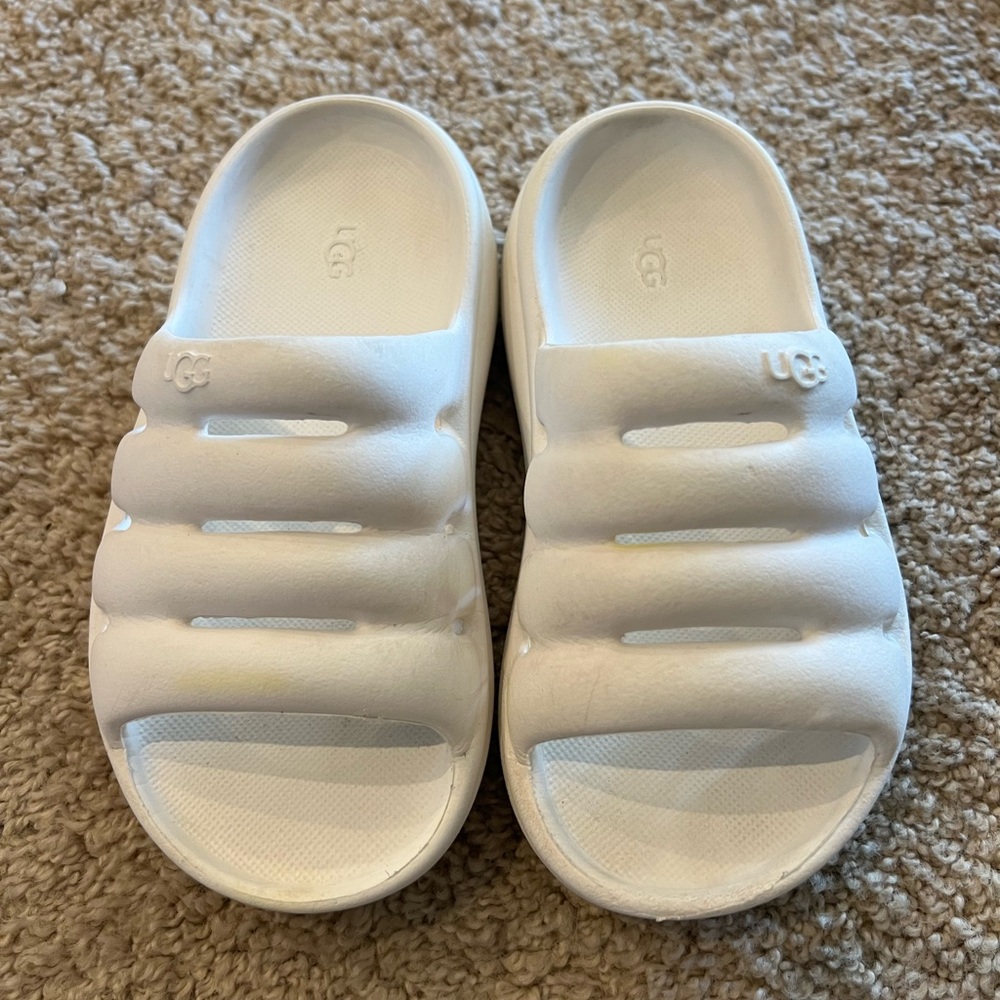 UGG Kids White Slide Sandals